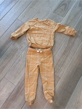 Burts Bees Kids Cozy Grid-Print Matching Set in Camel